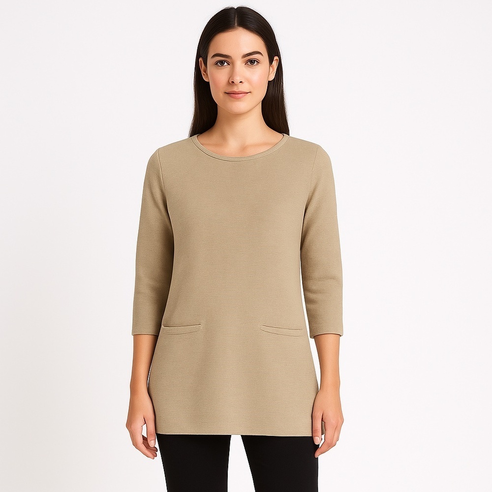 BYLYSE SPENARD Cream Cotton Modal Pocket Tunic Top‎ Quiet Luxury XS - Picture 16 of 16